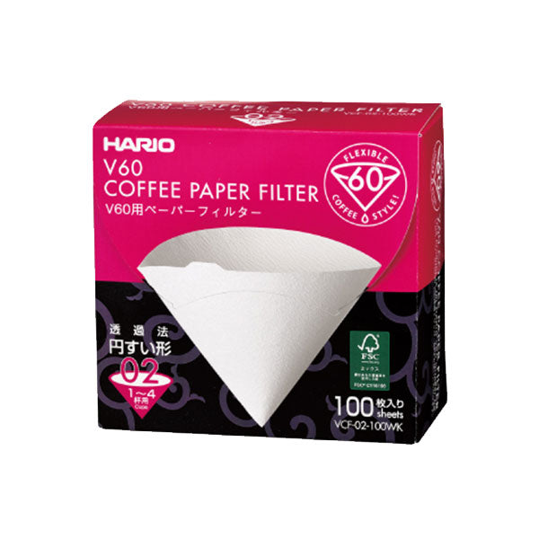 Hario V60 2 cup Filter Paper - 100pk