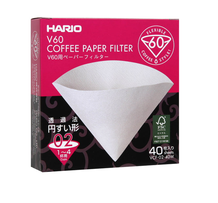Hario V60 2 cup Filter Paper - 40pk